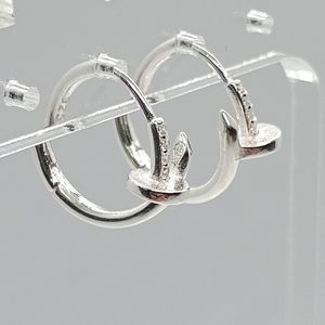 Nail Earrings Hoops .925 silver with zirconias